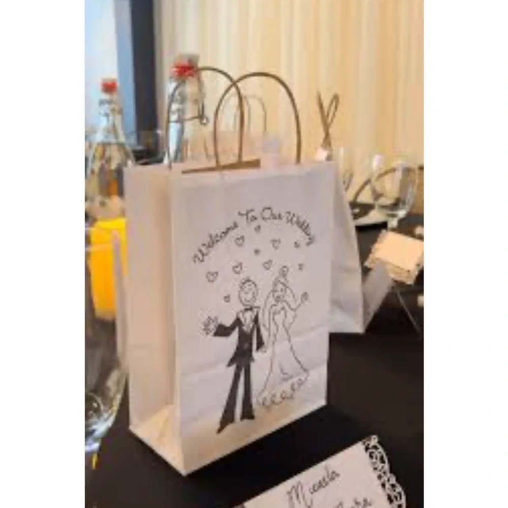 18‎ HAPPY CoUPLE Welcome To Our WEDDING Kraft Party Favor GIFT BAGS 9